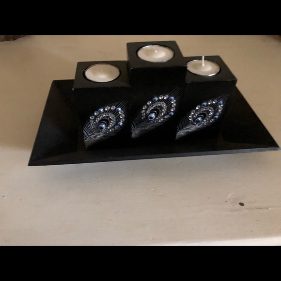 Peacock feather tea light holders - Picture 1 of 3